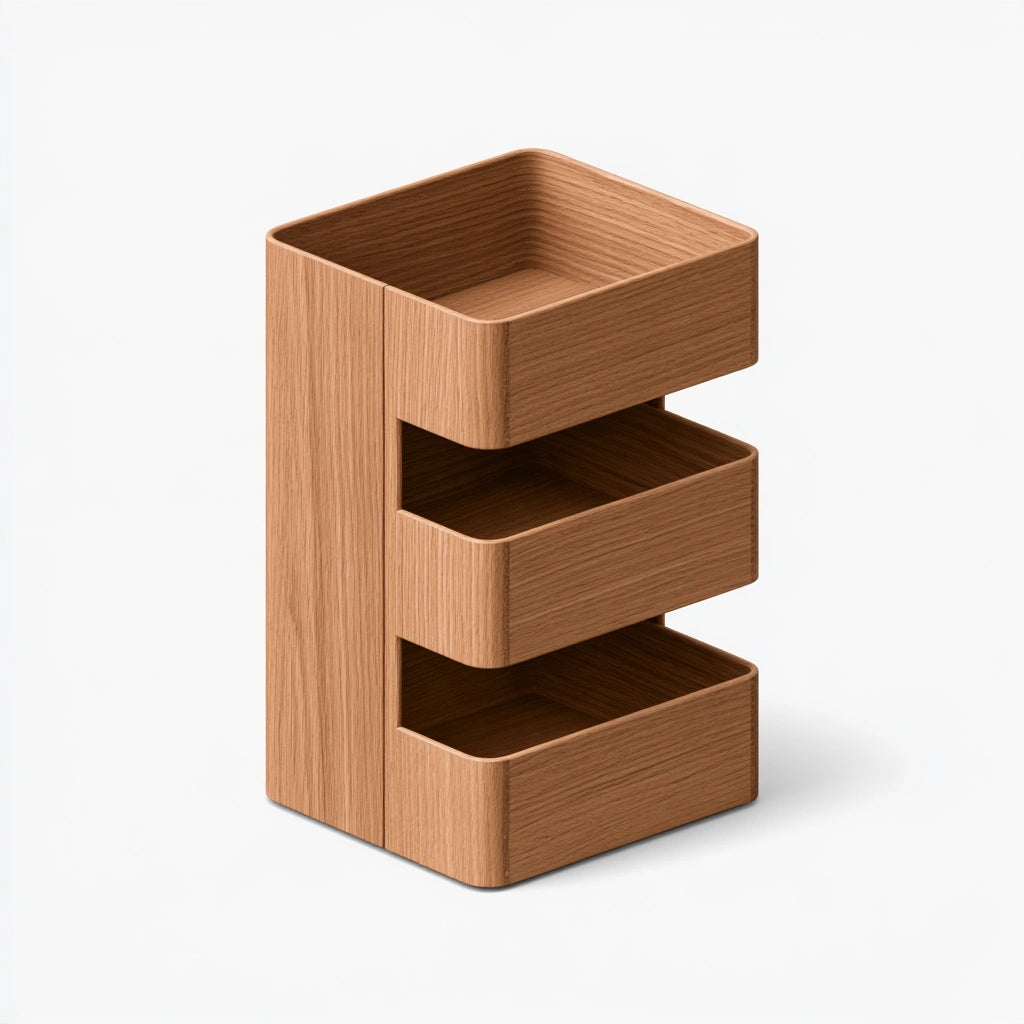 Bureau-organizer van hout, kleur naturelbruin